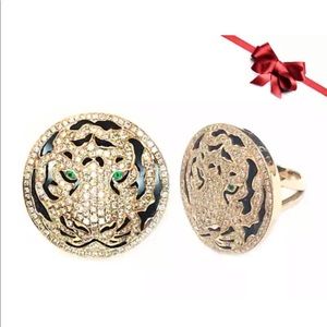 Stenzhorn Tiger 18K Gold Diamond Pave Ring 2.25 CT